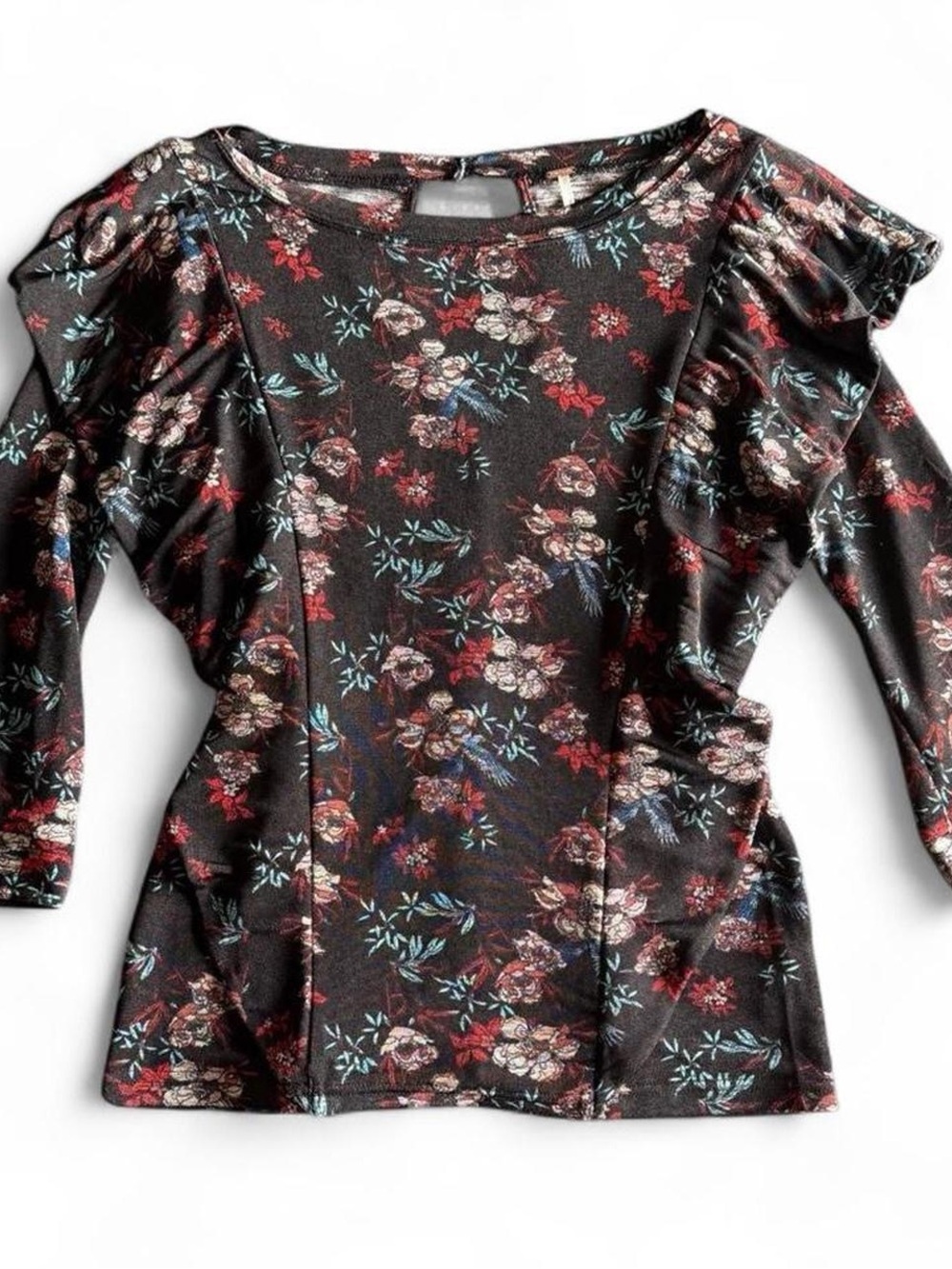 Free People Dock Street black floral ruffle top - dark romantic whimsigoth
